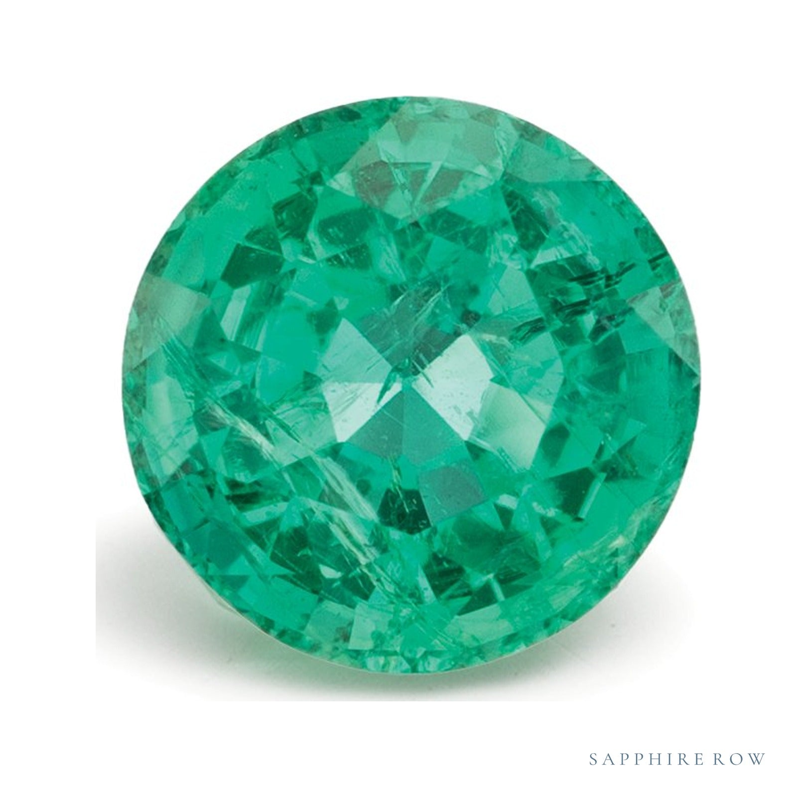 1.43 ct natural green emerald from Zambia, round cut | Sapphire Row · cut4