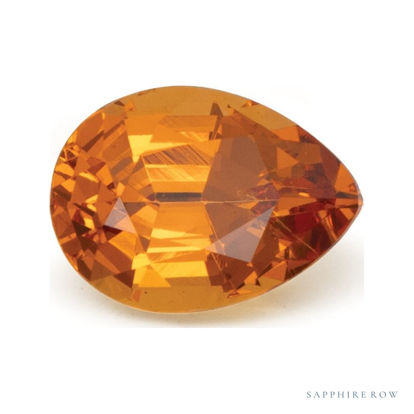 1.40 ct natural orange spessartite garnet from Tanzania, pear cut | Sapphire Row · cut7