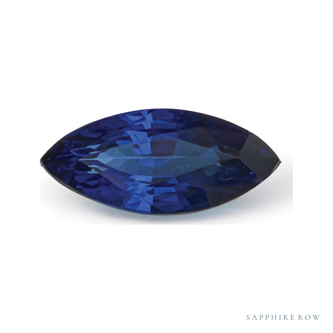 1.36 ct natural blue sapphire from Sri Lanka, marquise cut | Sapphire Row · cut7