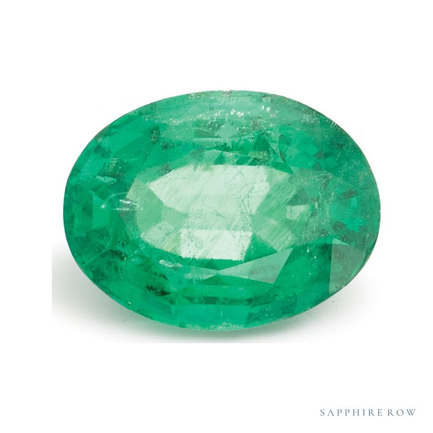 1.36 ct natural green emerald from Zambia, oval cut | Sapphire Row · cut7