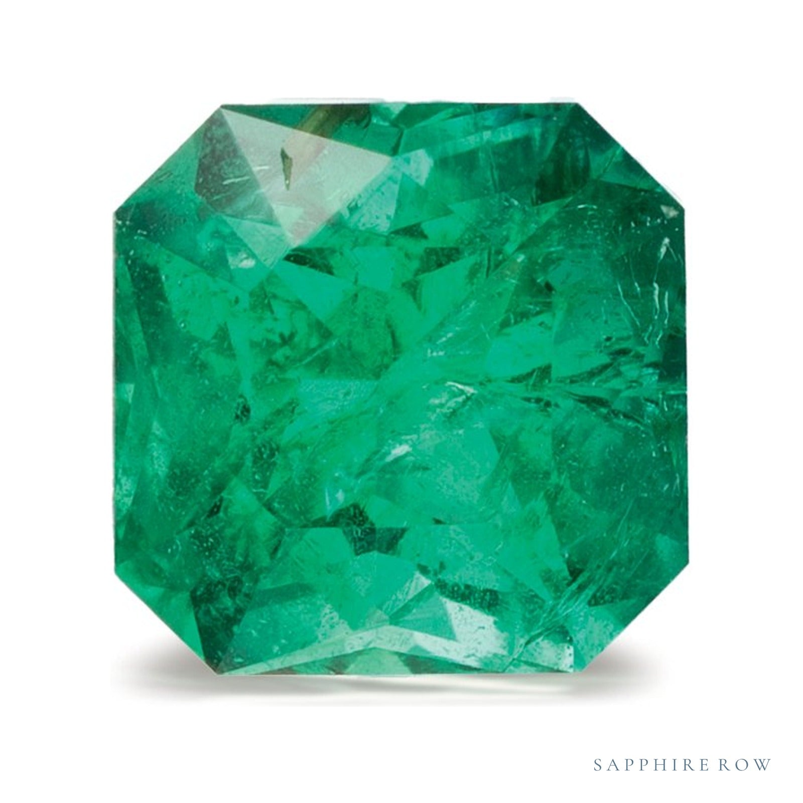 1.30 ct natural green emerald from Zambia, radiant cut | Sapphire Row · cut4