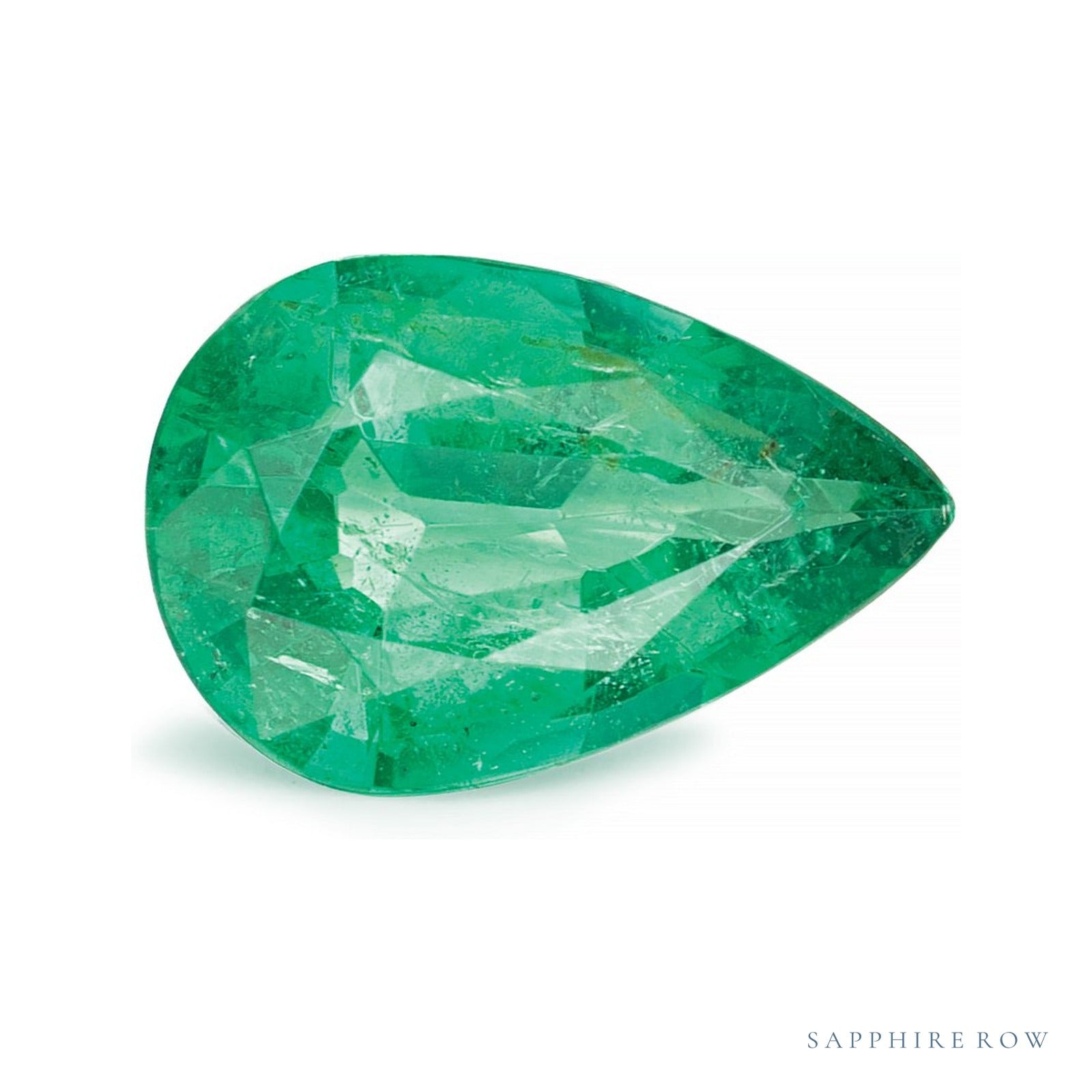 1.28 ct natural green emerald from Zambia, pear cut | Sapphire Row · cut4