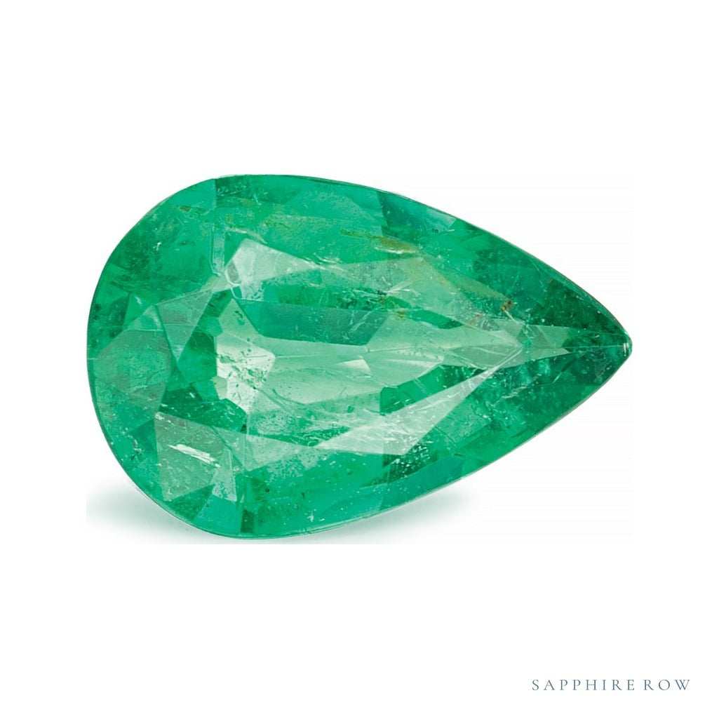 1.28 ct natural green emerald from Zambia, pear cut | Sapphire Row · cut7