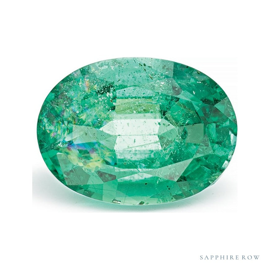 1.26 ct natural green emerald from Zambia, oval cut | Sapphire Row · cut7