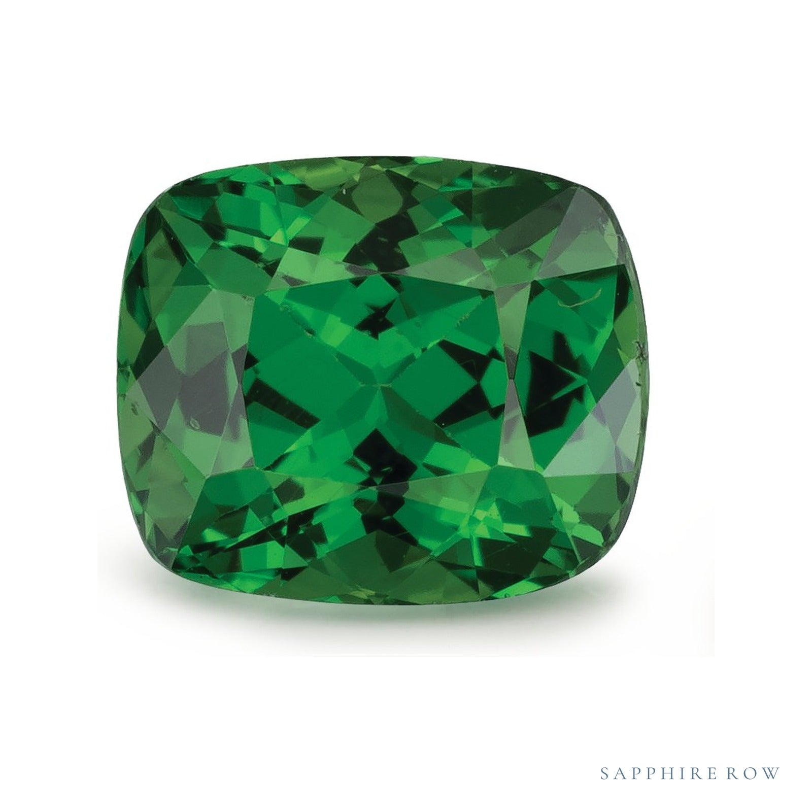 1.25 ct natural green tsavorite garnet from Kenya, antique cushion cut | Sapphire Row · cut4