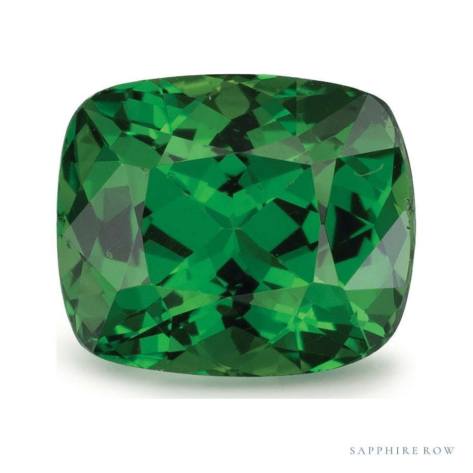 1.25 ct natural green tsavorite garnet from Kenya, antique cushion cut | Sapphire Row · cut6