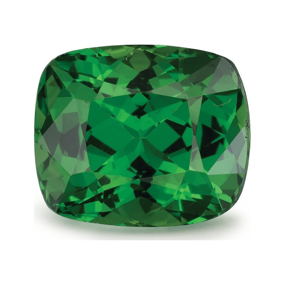 1.25 ct natural green tsavorite garnet from Kenya, antique cushion cut | Sapphire Row · cut7