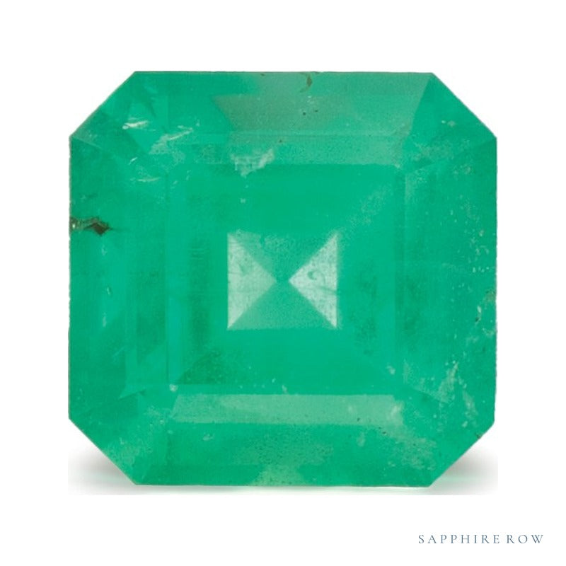1.25 ct natural green emerald from Zambia, asscher cut | Sapphire Row · cut7