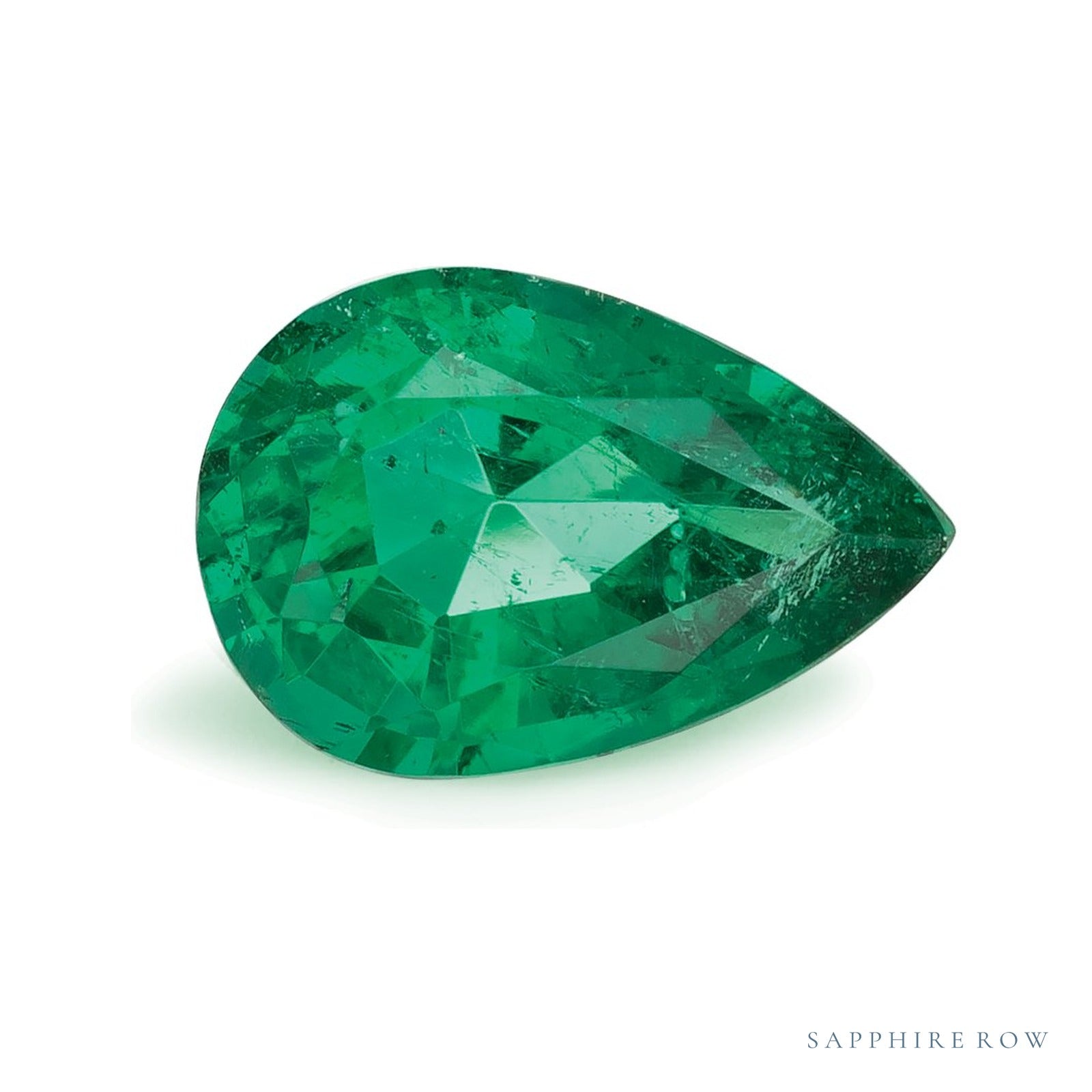 1.24 ct natural green emerald from Zambia, pear cut | Sapphire Row · cut4