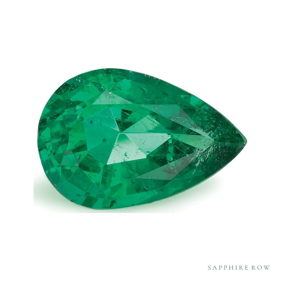 1.24 ct natural green emerald from Zambia, pear cut | Sapphire Row · cut7