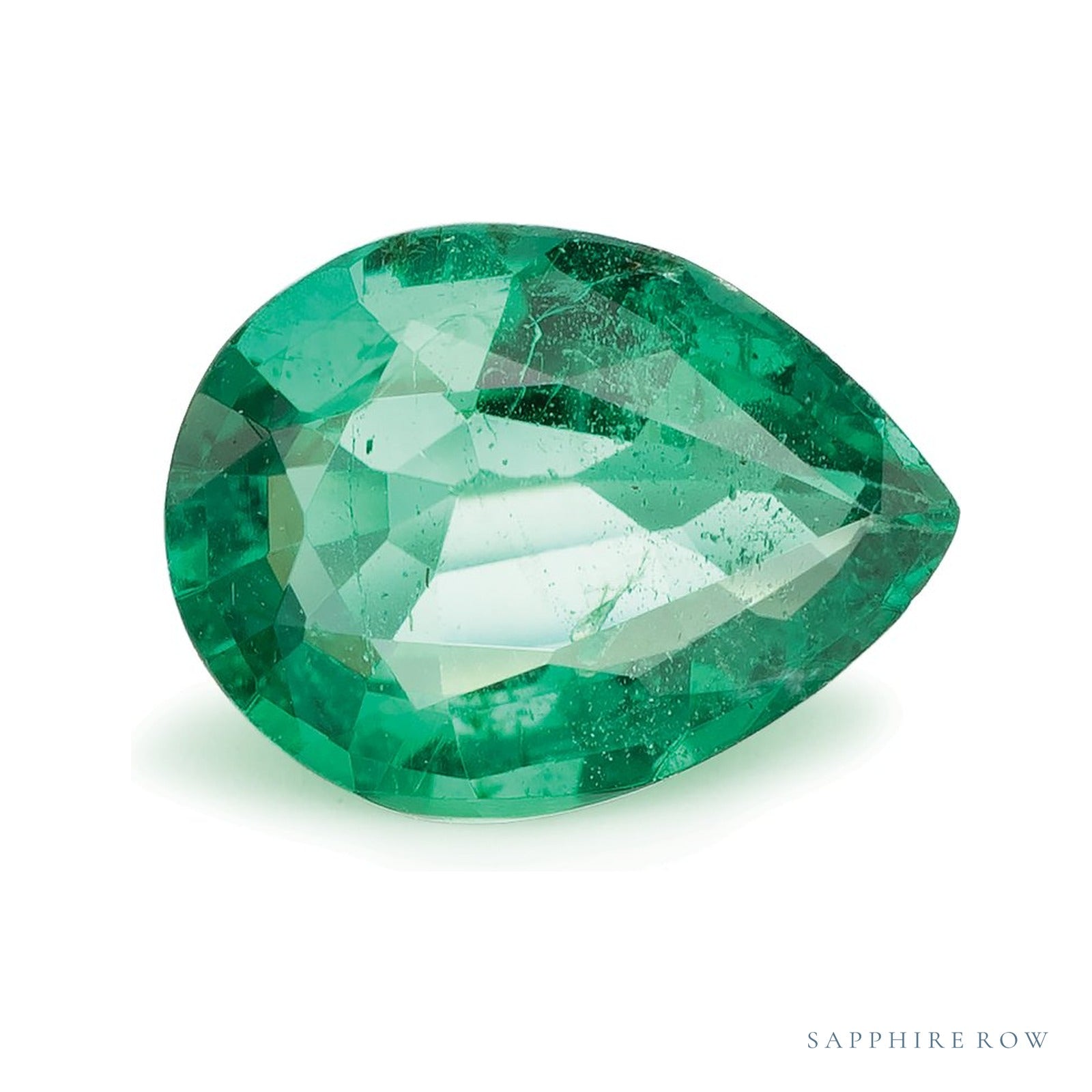 1.24 ct natural green emerald from Zambia, pear cut | Sapphire Row · cut4