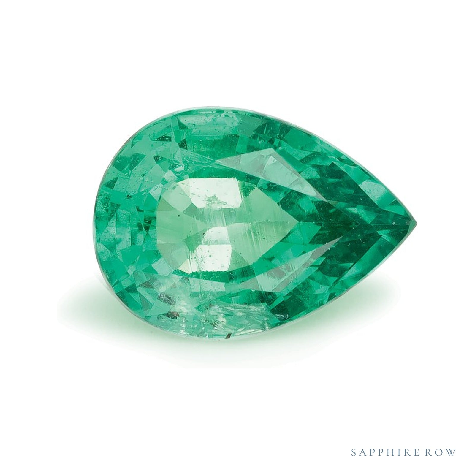 1.15 ct natural green emerald from Zambia, pear cut | Sapphire Row · cut4