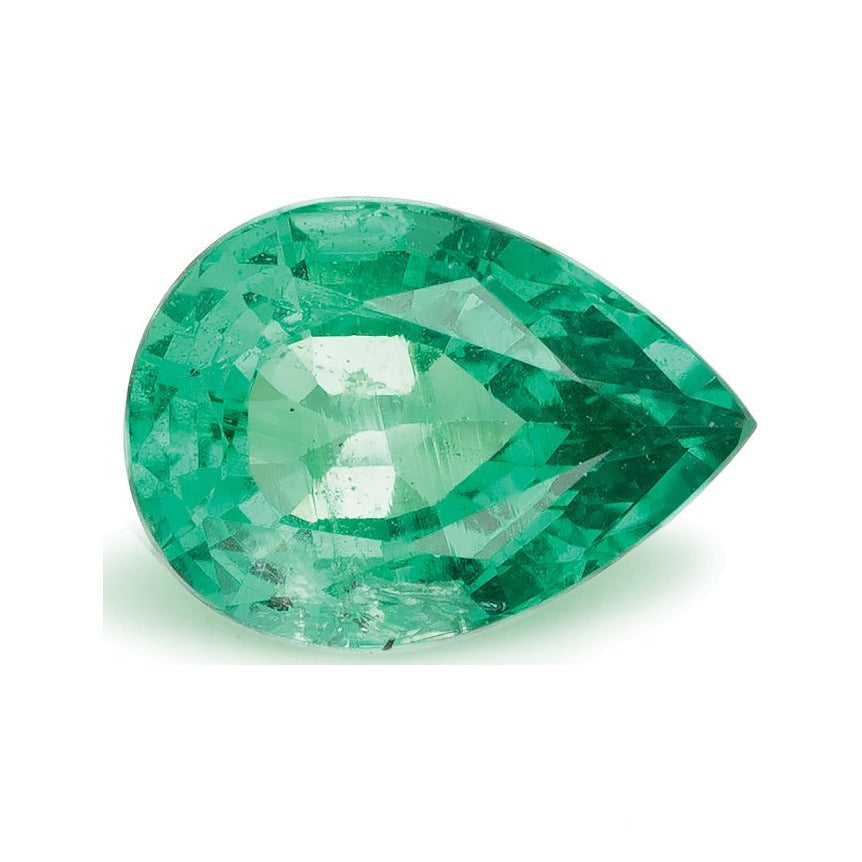 1.15 ct natural green emerald from Zambia, pear cut | Sapphire Row · cut7