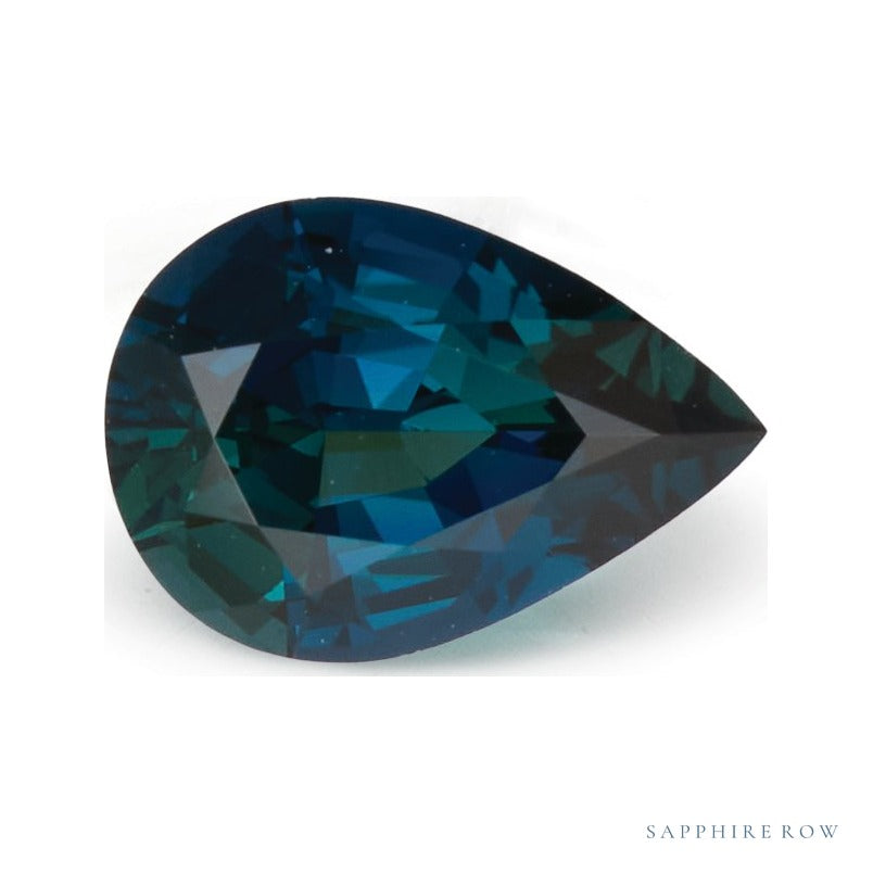 1.15 ct natural teal sapphire from Kenya, pear cut | Sapphire Row · cut7