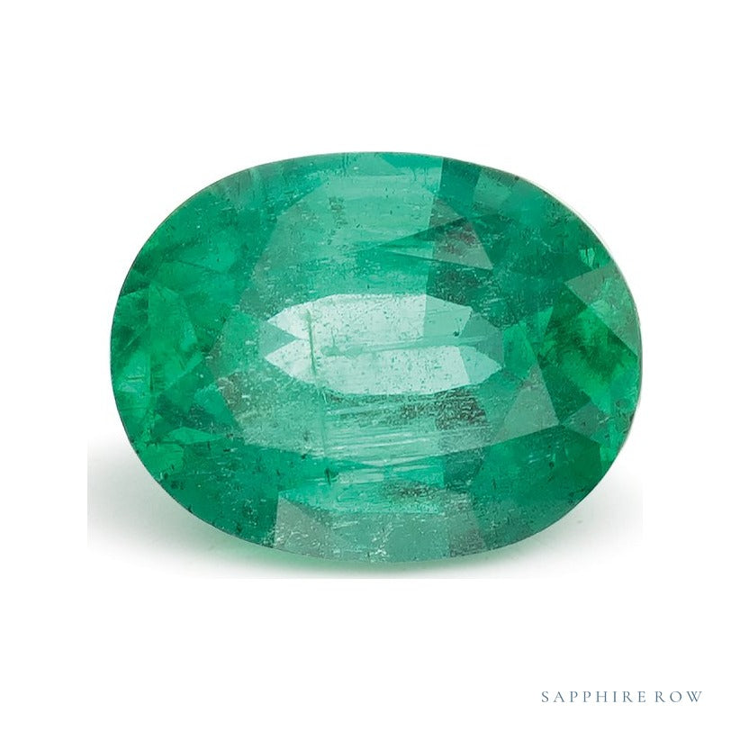 1.02 ct natural green emerald from Zambia, oval cut | Sapphire Row · cut7