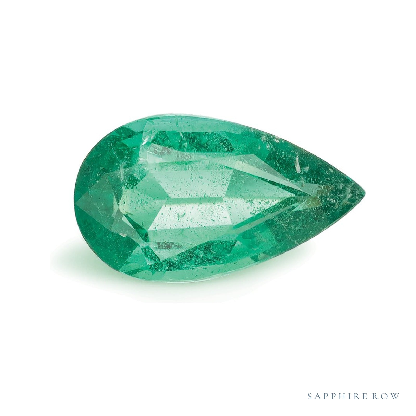 1.02 ct natural green emerald from Zambia, pear cut | Sapphire Row · cut4