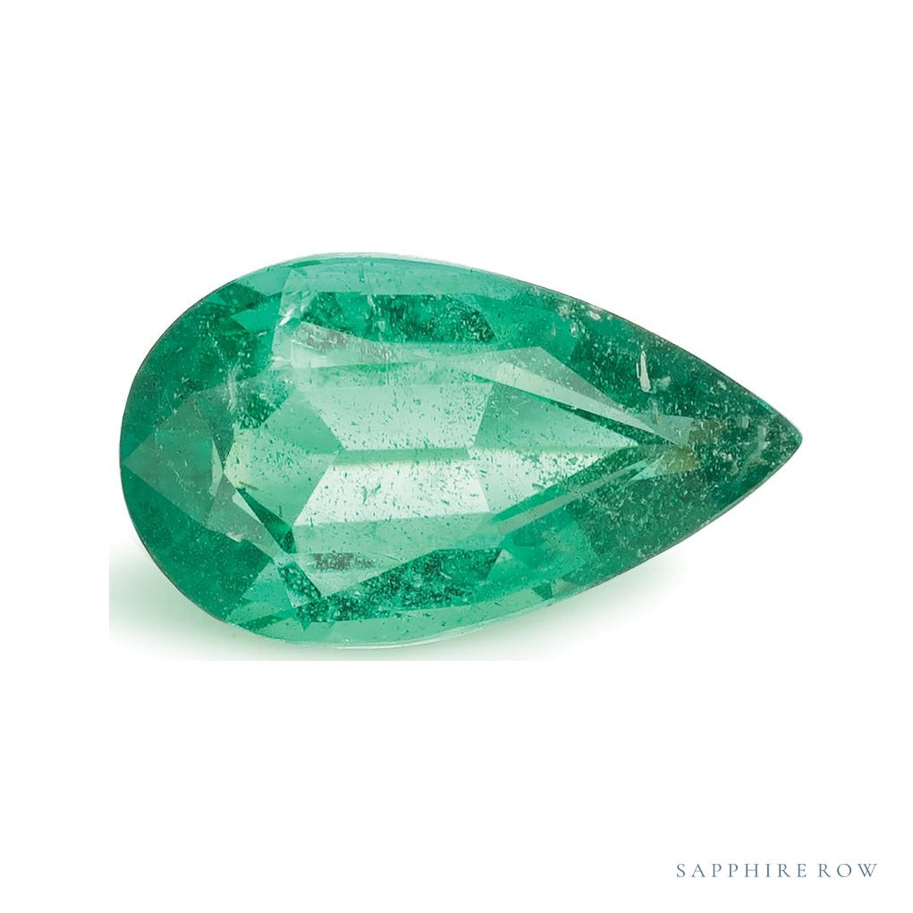 1.02 ct natural green emerald from Zambia, pear cut | Sapphire Row · cut7