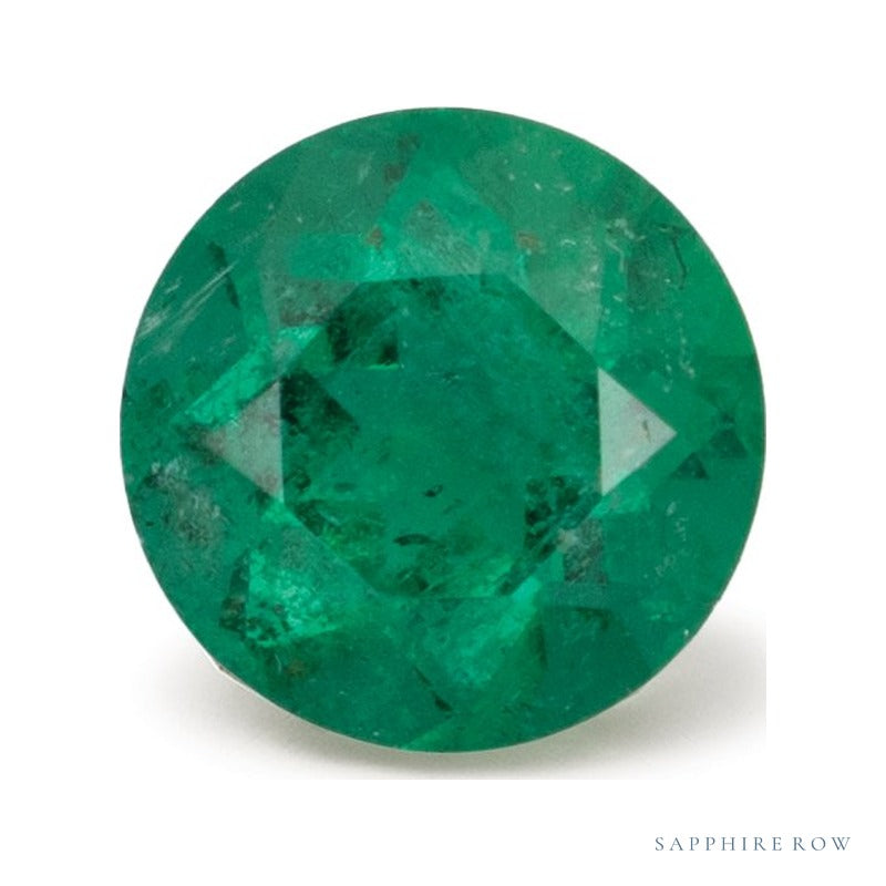 1.00 ct natural green emerald from Zambia, round cut | Sapphire Row · cut7