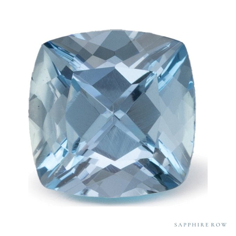 0.91 ct natural blue aquamarine from Brazil, cushion cut | Sapphire Row · cut7
