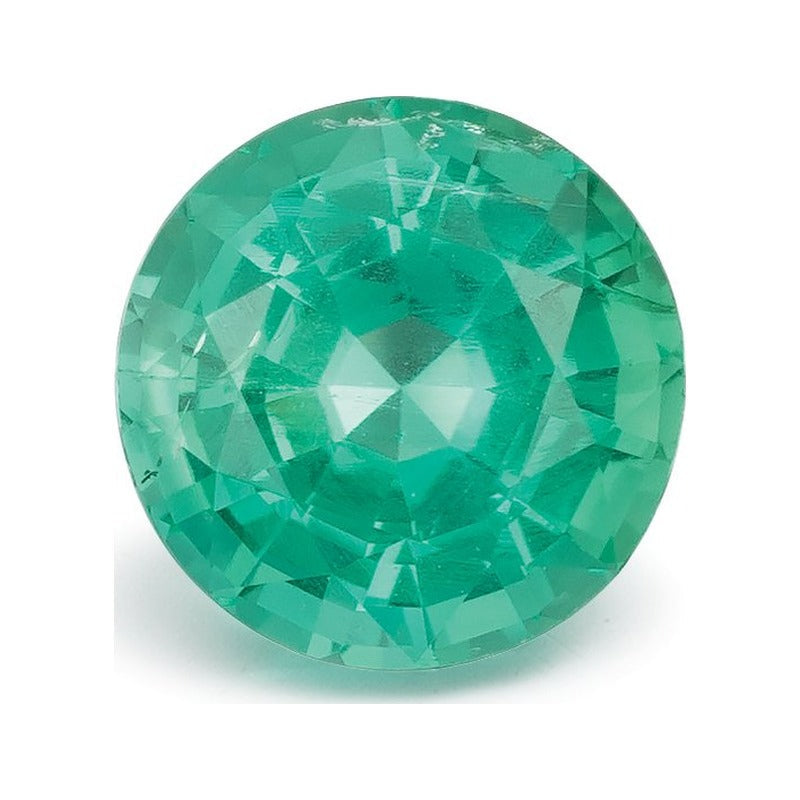 0.91 ct natural green emerald from Zambia, round cut | Sapphire Row · cut7