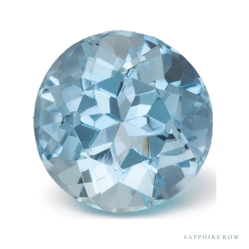 0.85 ct natural blue aquamarine from Brazil, round cut | Sapphire Row · cut4 · cut5