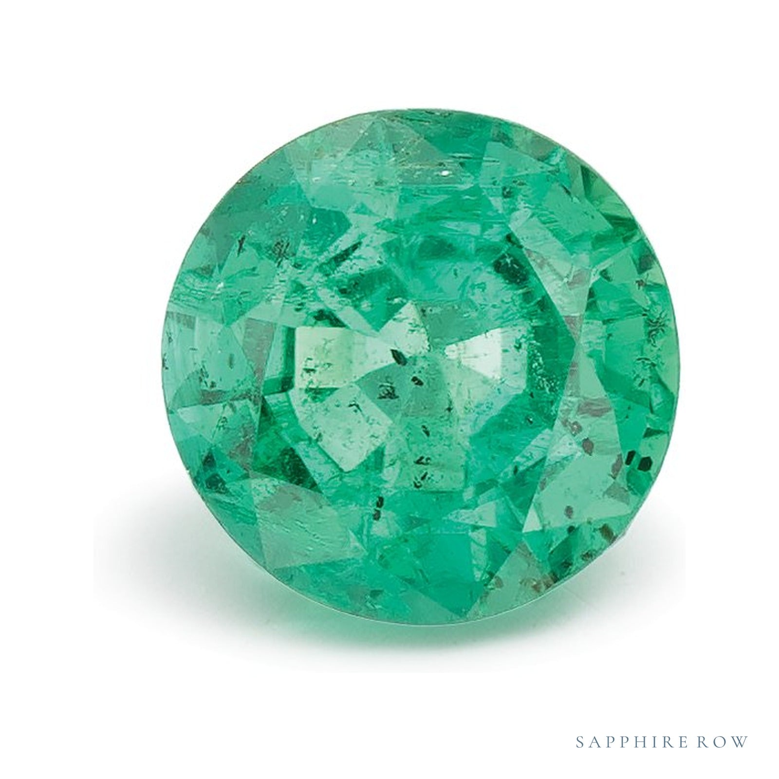 0.85 ct natural green emerald from Zambia, round cut | Sapphire Row · cut4