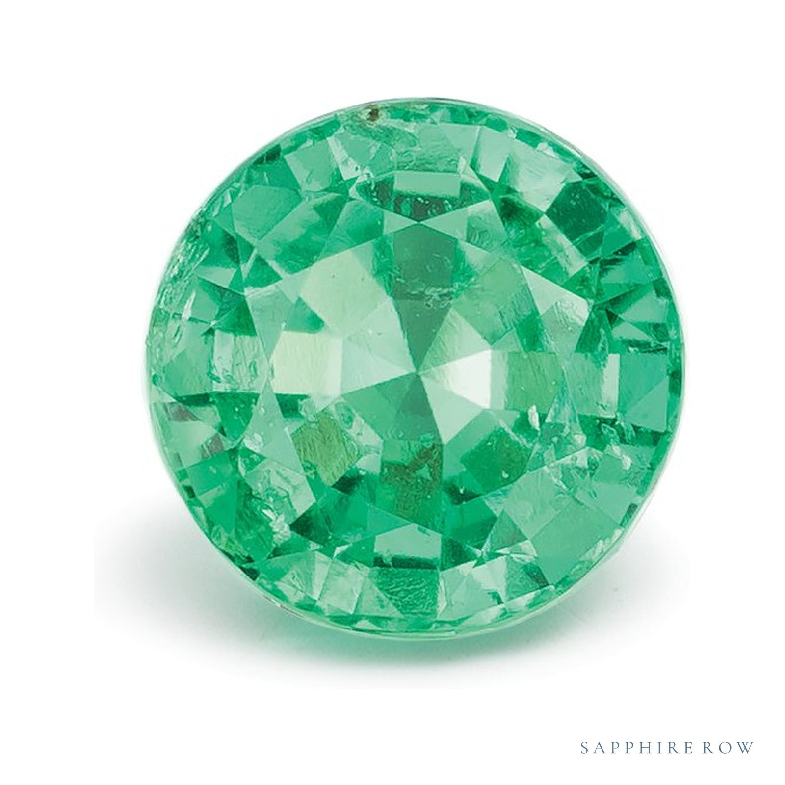 0.77 ct natural green emerald from Zambia, round cut | Sapphire Row · cut4