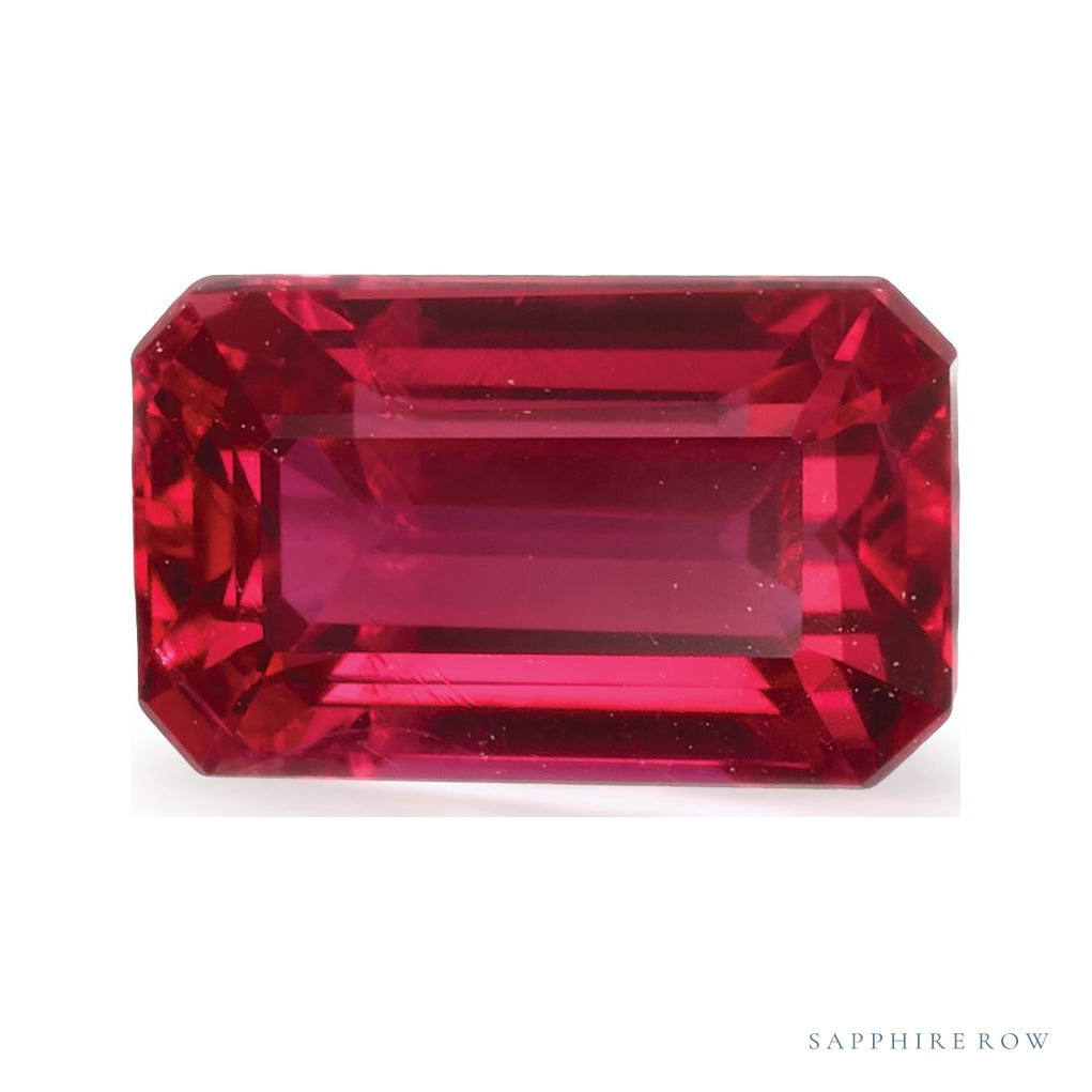 0.76 ct natural red ruby from Mozambique, emerald cut | Sapphire Row · cut6