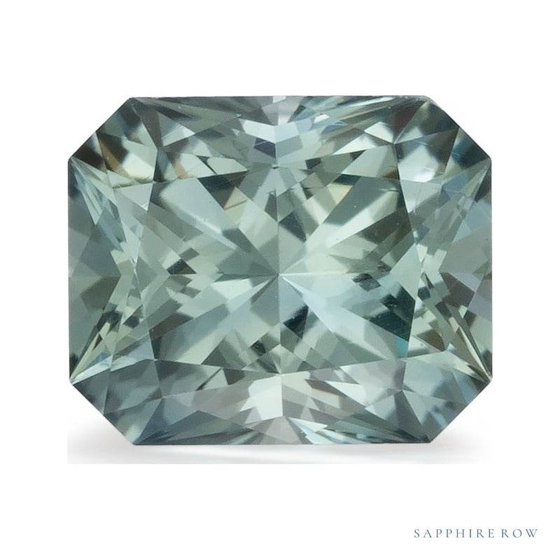 0.73 ct natural green sapphire from Tanzania, radiant cut | Sapphire Row · cut7
