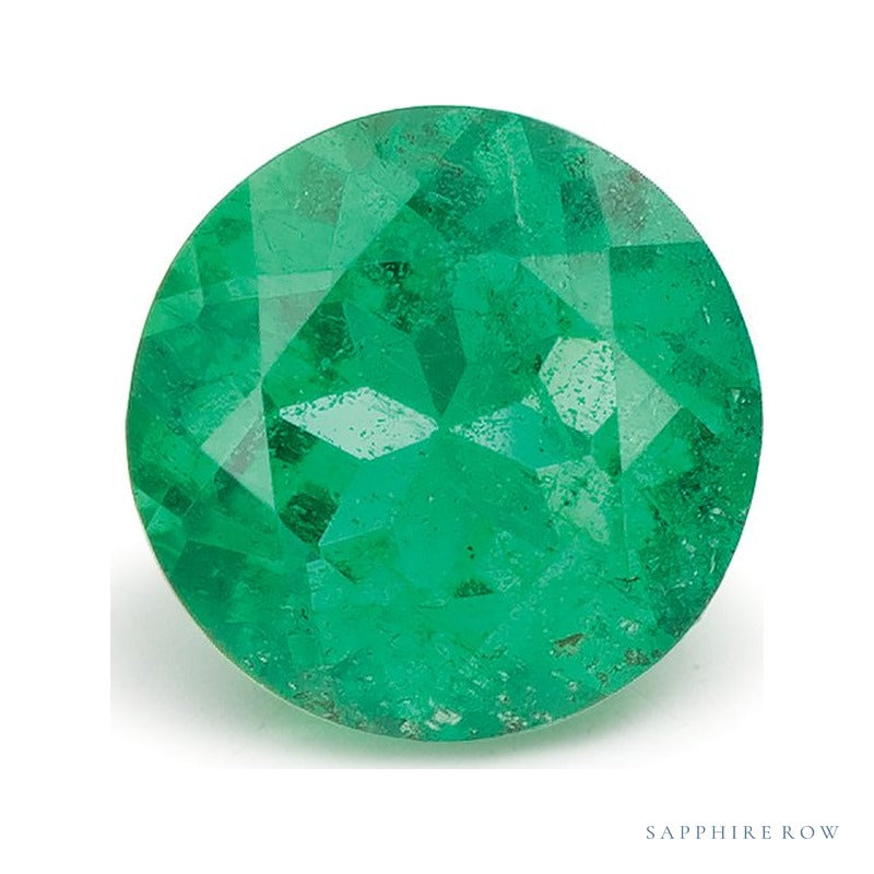 0.70 ct natural green emerald from Zambia, round cut | Sapphire Row · cut7