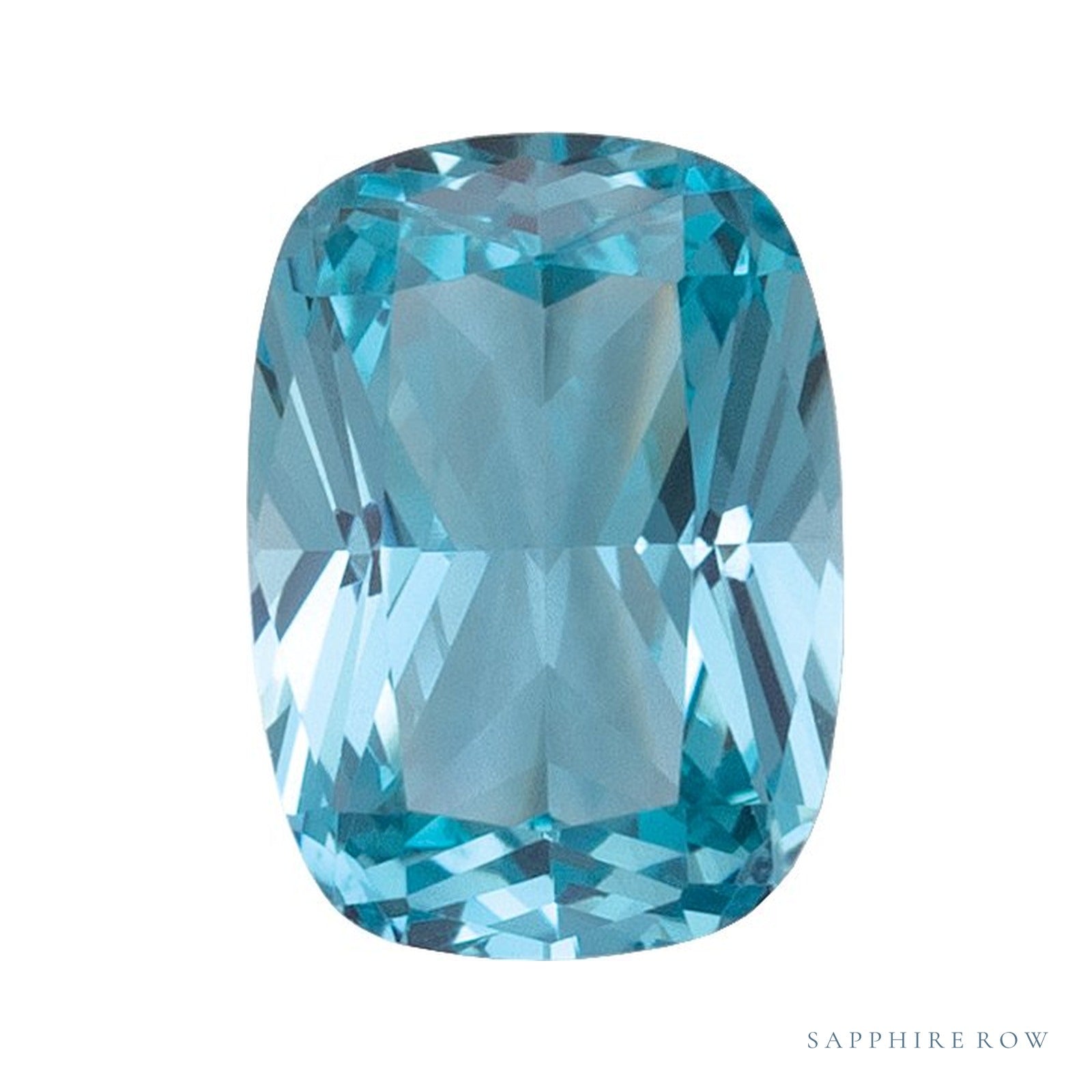 10x8 mm lab-grown aqua sapphire, antique cushion cut | Sapphire Row · cut4