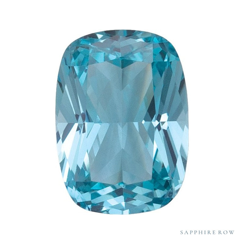7x5 mm lab-grown aqua sapphire, antique cushion cut | Sapphire Row · cut6