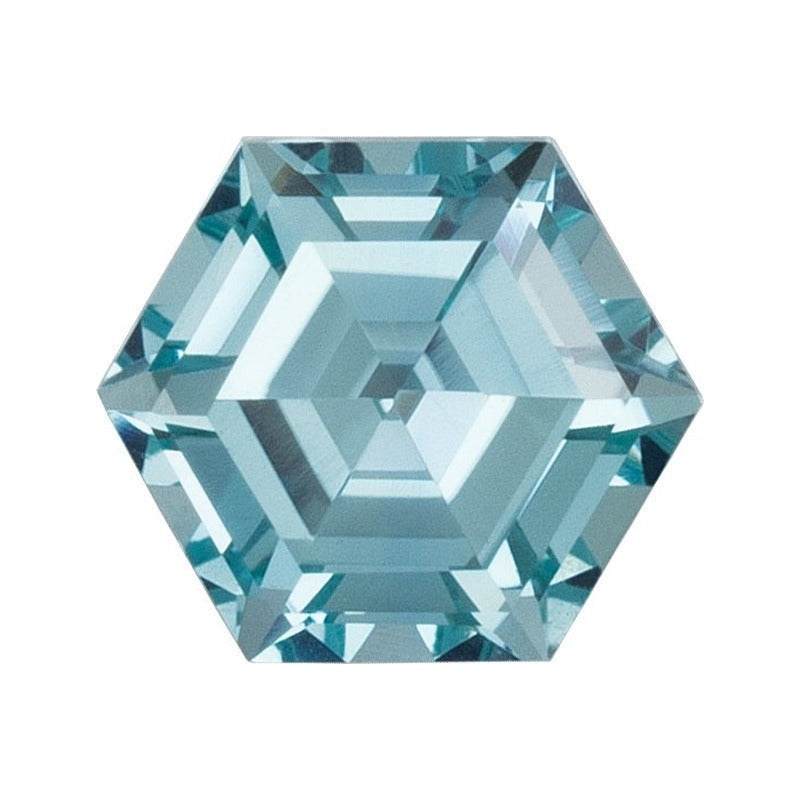 5 mm lab-grown aqua sapphire, hexagon cut | Sapphire Row · cut7