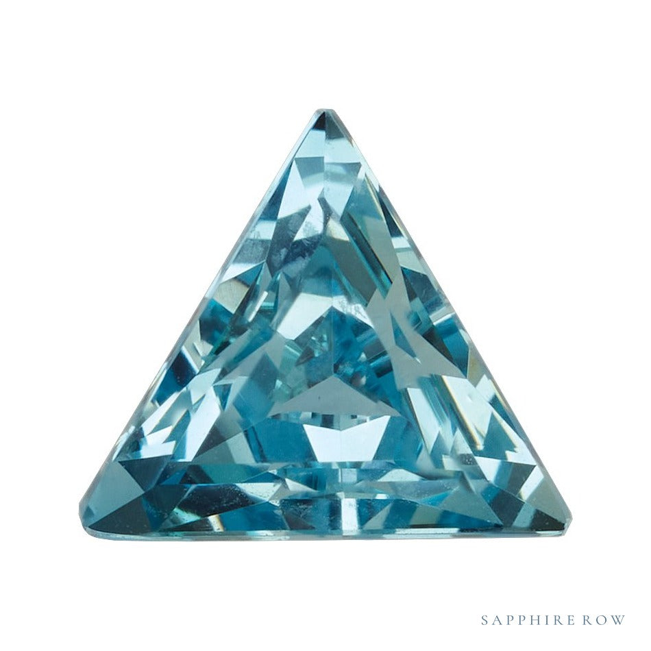 6 mm lab-grown aqua sapphire, triangle cut | Sapphire Row · cut7