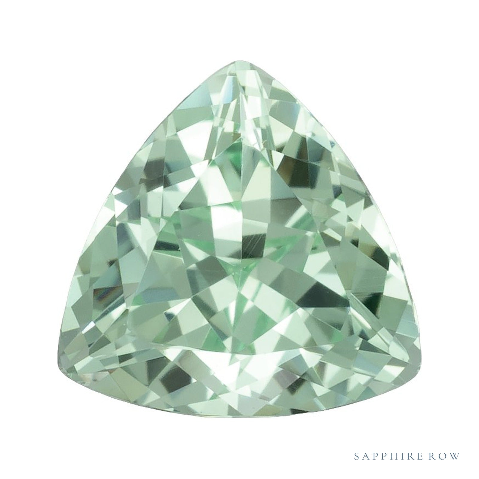 6 mm lab-grown mint green sapphire, trillion cut | Sapphire Row · cut4