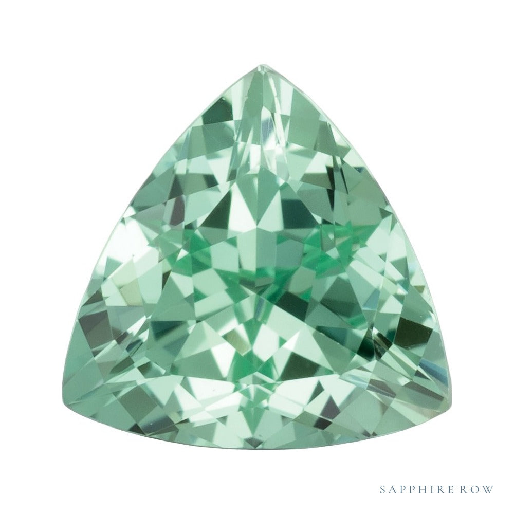 7 mm lab-grown mint green sapphire, trillion cut | Sapphire Row · cut7