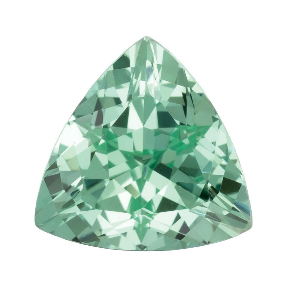 7 mm lab-grown mint green sapphire, trillion cut | Sapphire Row · cut7