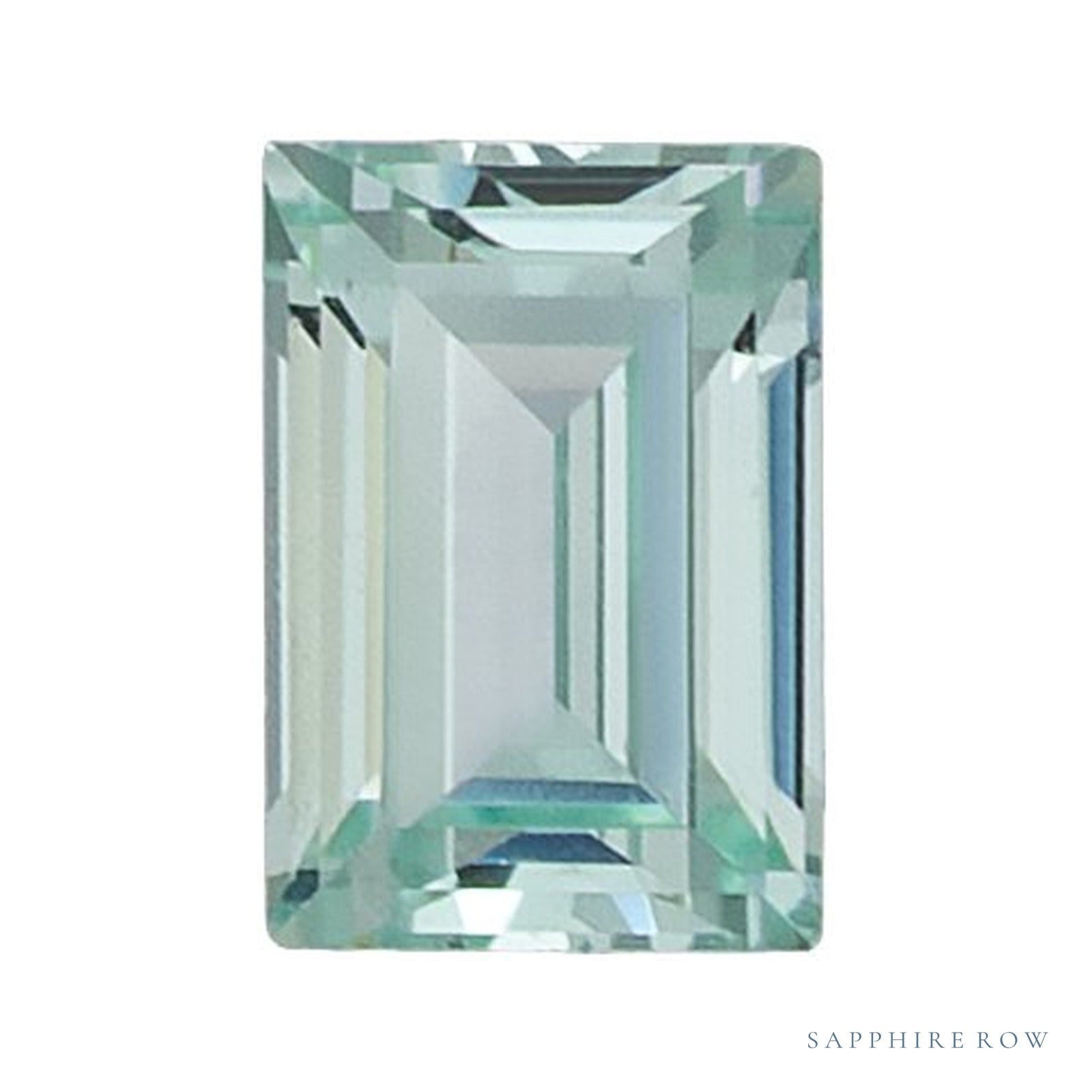 3x2 mm lab-grown mint green sapphire, straight baguette cut | Sapphire Row · cut4