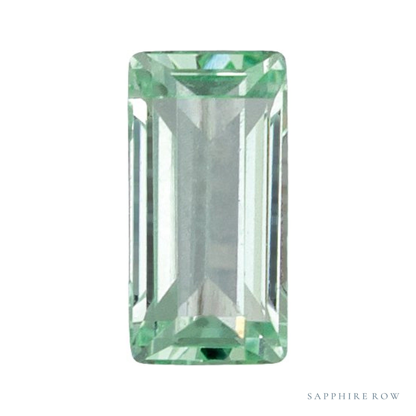 4x2 mm lab-grown mint green sapphire, straight baguette cut | Sapphire Row · cut4