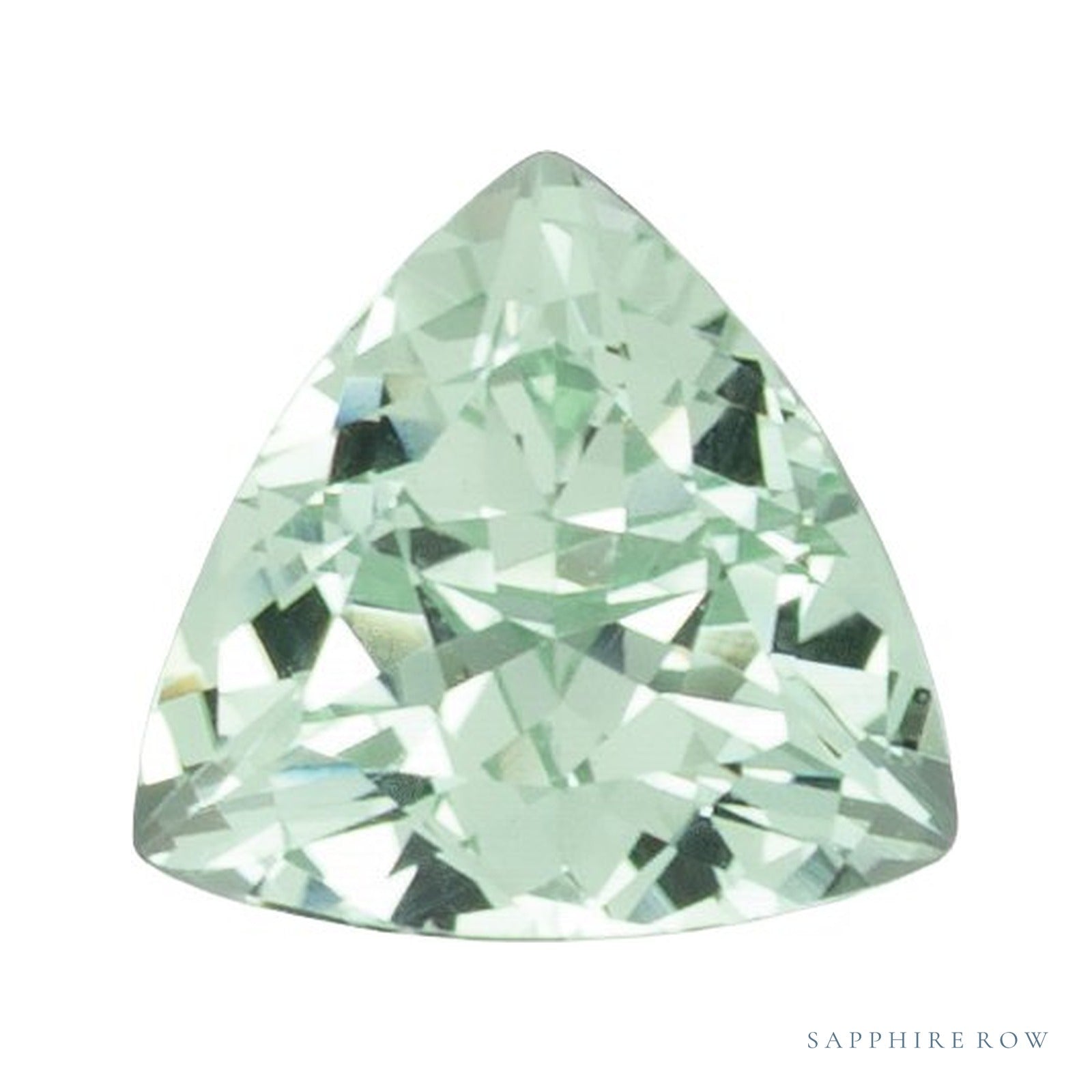 5 mm lab-grown mint green sapphire, trillion cut | Sapphire Row · cut4