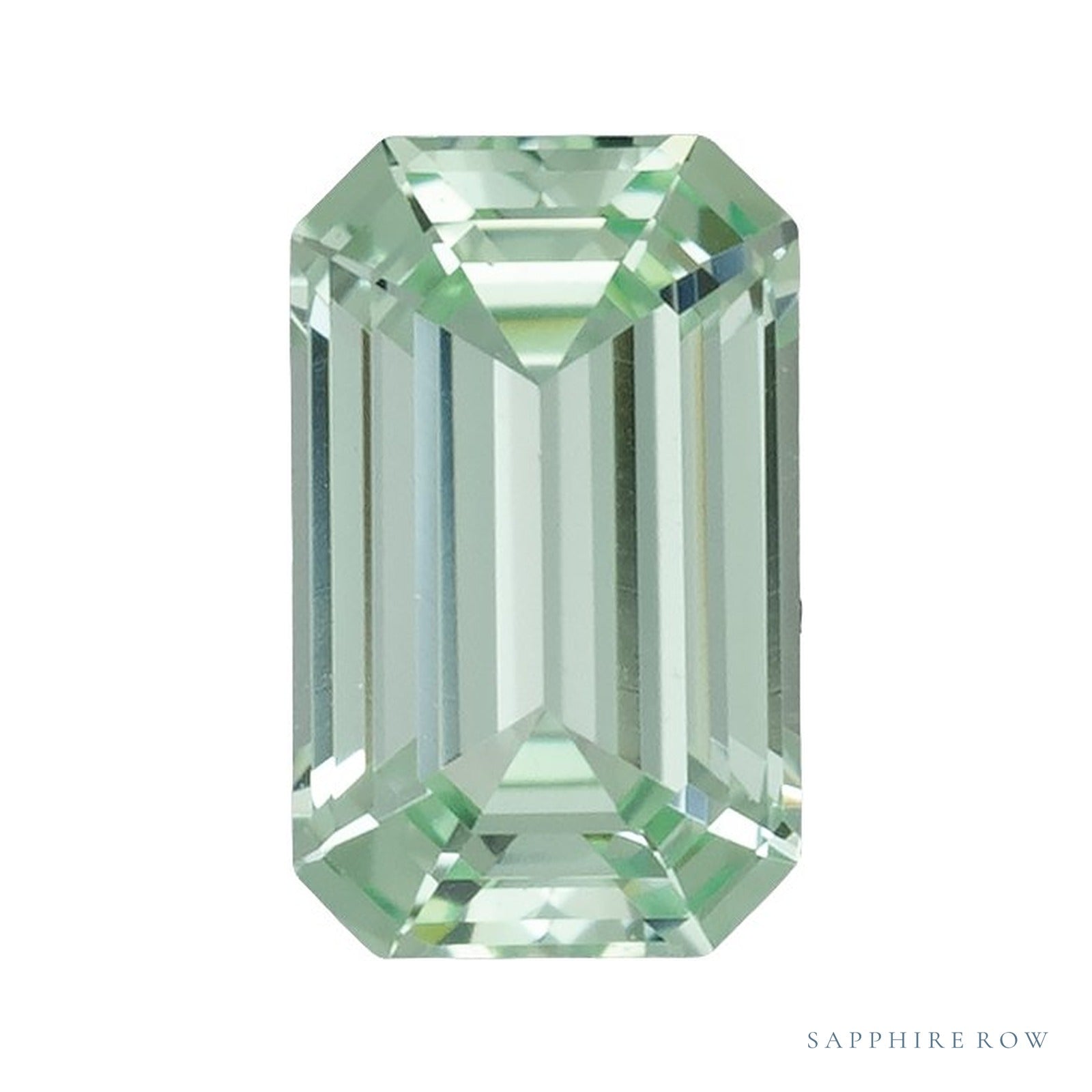 5x3 mm lab-grown mint green sapphire, emerald cut | Sapphire Row · cut4