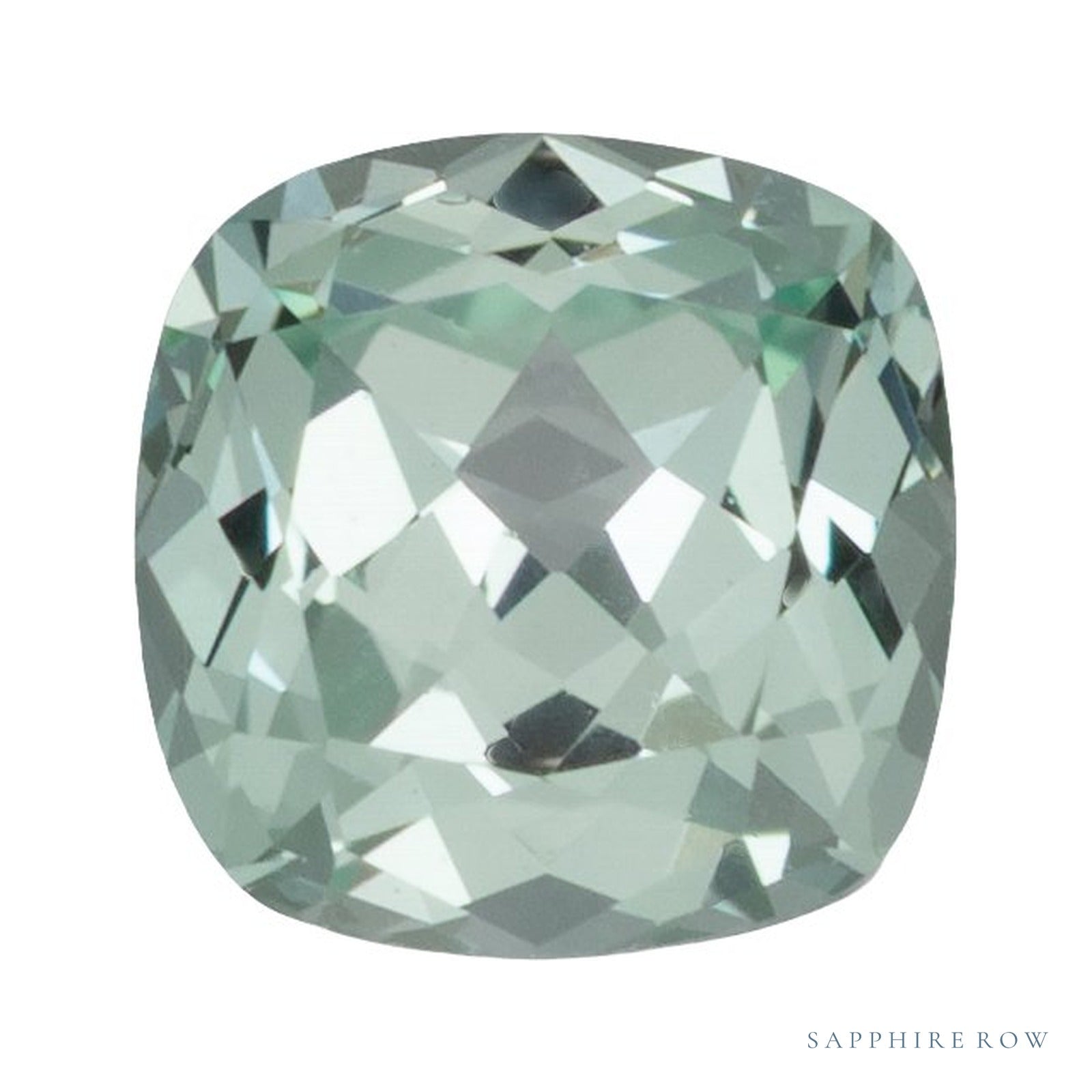 4 mm lab-grown mint green sapphire, cushion cut | Sapphire Row · cut4
