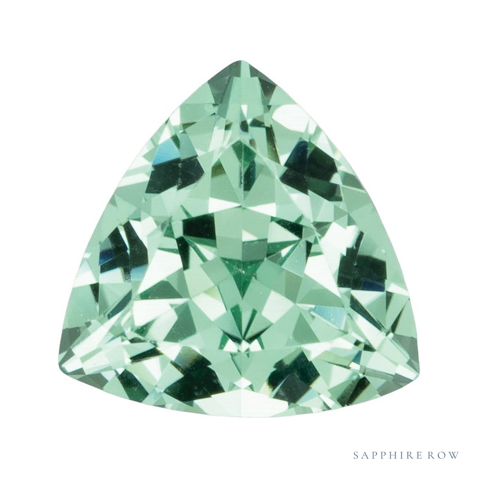 8 mm lab-grown mint green sapphire, trillion cut | Sapphire Row · cut4