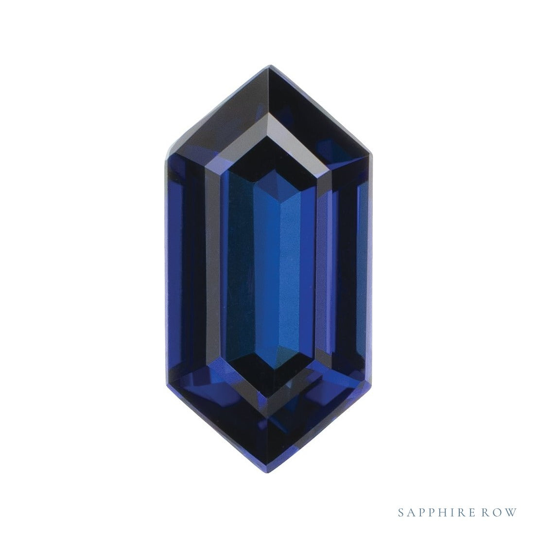 8x4 mm lab-grown blue sapphire, elongated hexagon cut | Sapphire Row · cut7