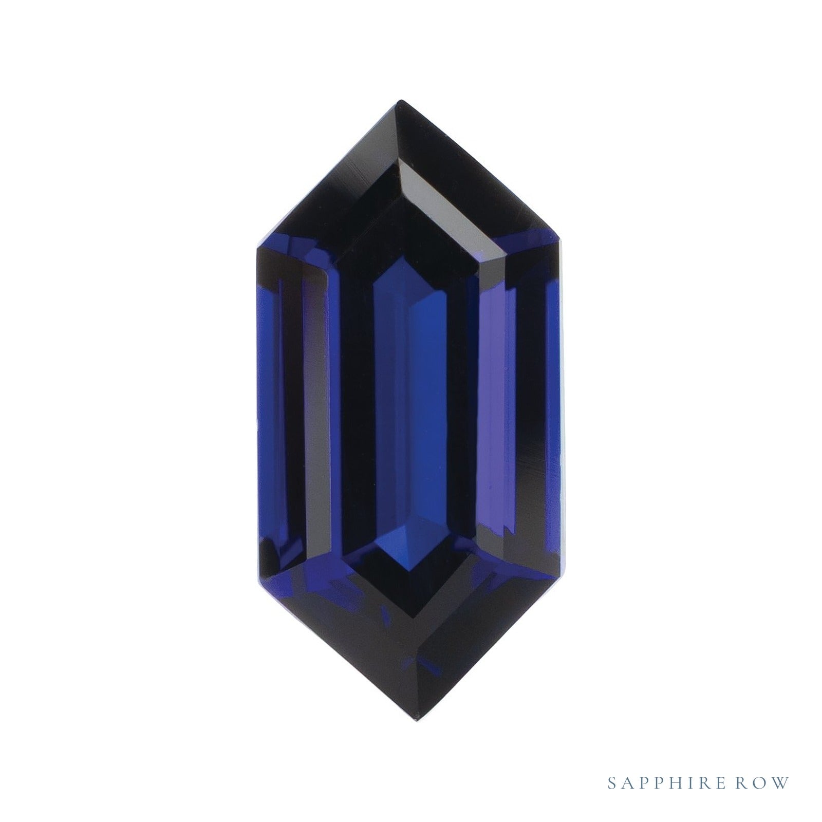 10x5 mm lab-grown blue sapphire, elongated hexagon cut | Sapphire Row · cut4