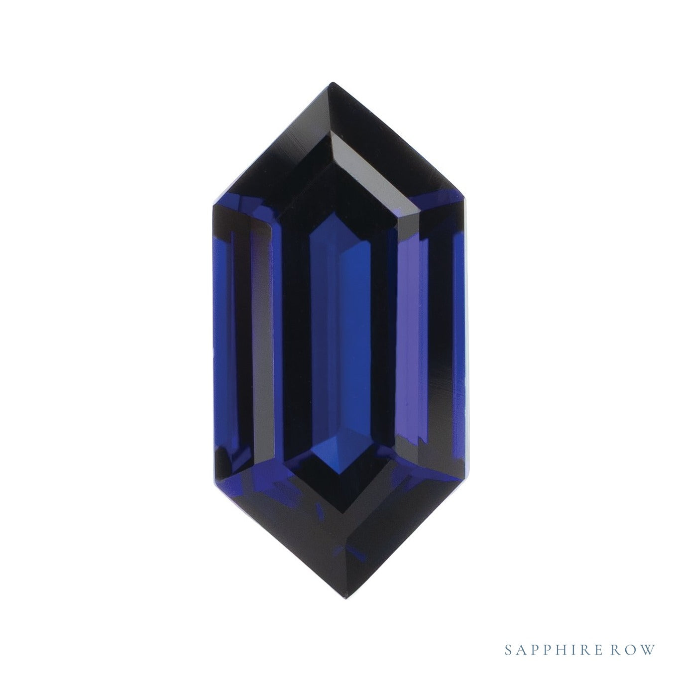 10x5 mm lab-grown blue sapphire, elongated hexagon cut | Sapphire Row · cut7