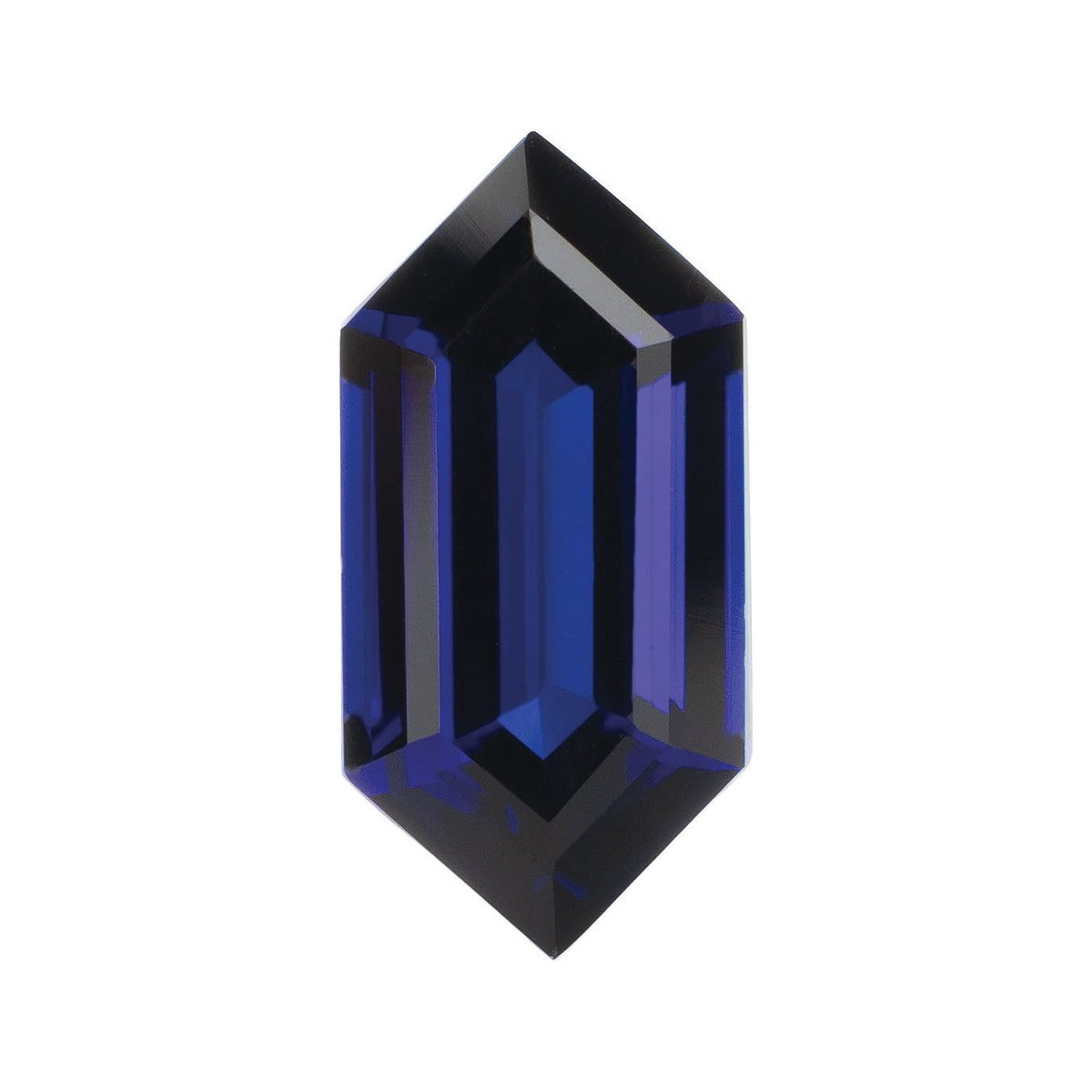 10x5 mm lab-grown blue sapphire, elongated hexagon cut | Sapphire Row · cut7