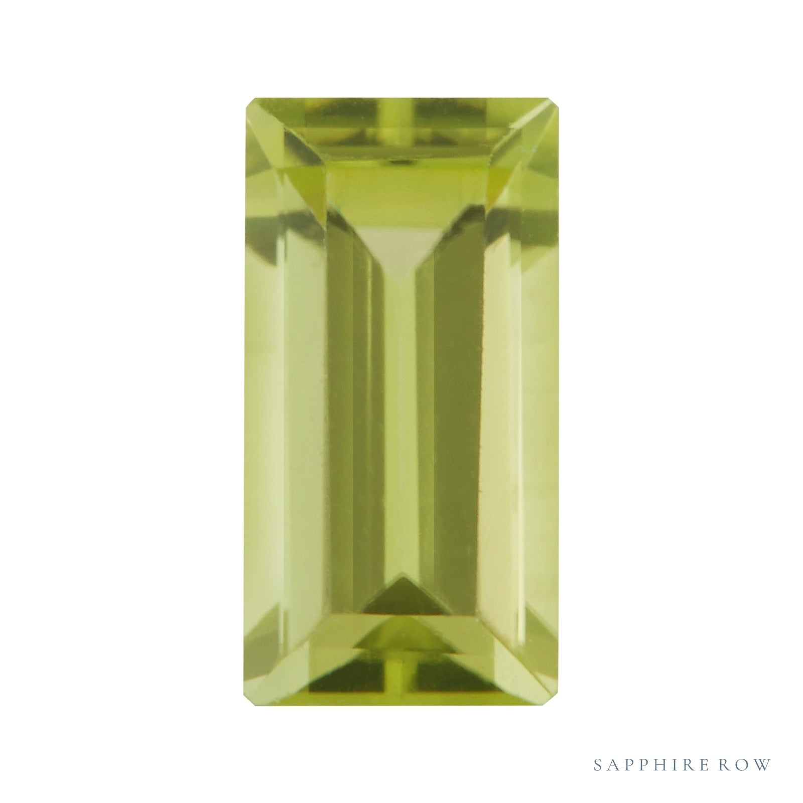 5x2.5 mm natural arizona green peridot, straight baguette cut | Sapphire Row · cut4