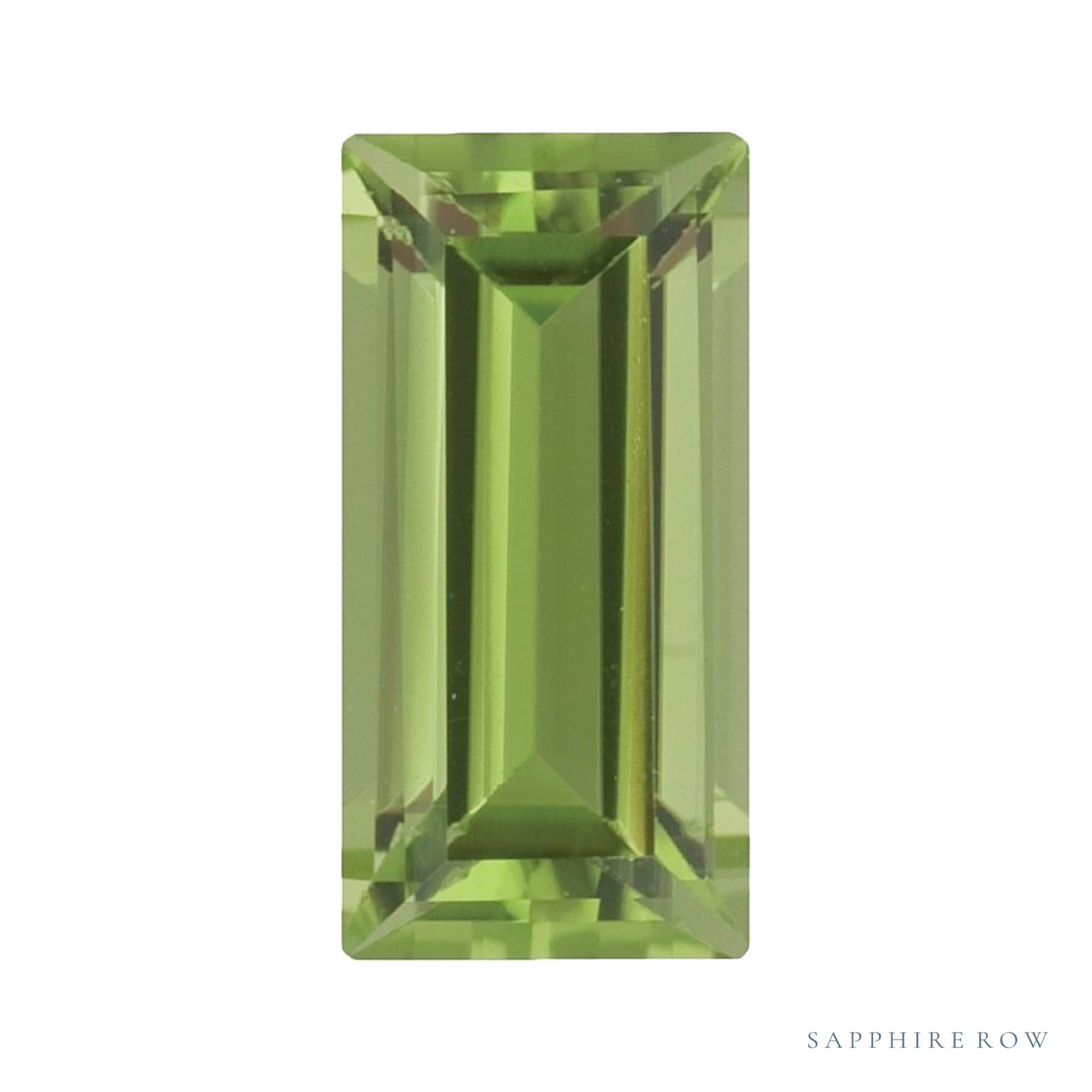 4x2 mm natural green peridot, straight baguette cut | Sapphire Row · cut4