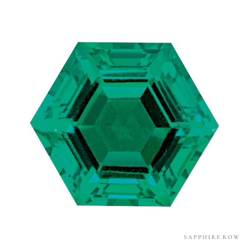 8 mm lab-grown green emerald, hexagon cut | Sapphire Row · cut7